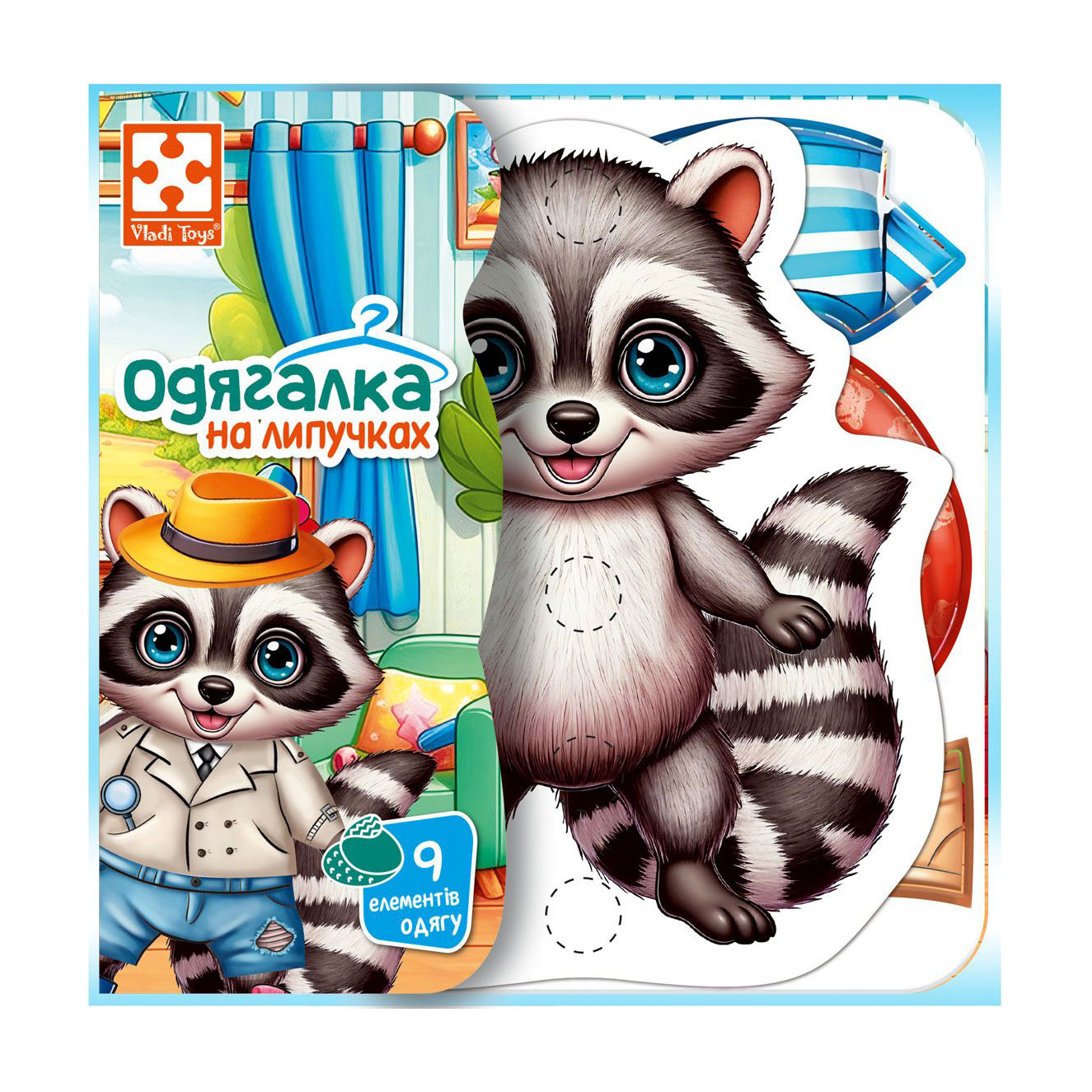 Розвивальна гра Vladi Toys Єнотик, з липучками, від 3 років, 9 деталей (VT1320-02)